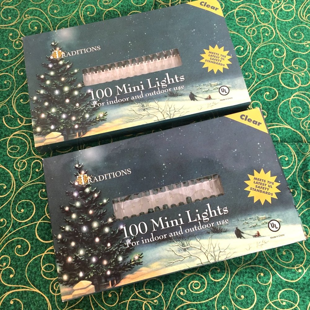 CLEAR MINI STRING LIGHTS 100 Ct - Set of Two Boxes - Indoor Outdoors  NWT NOS *